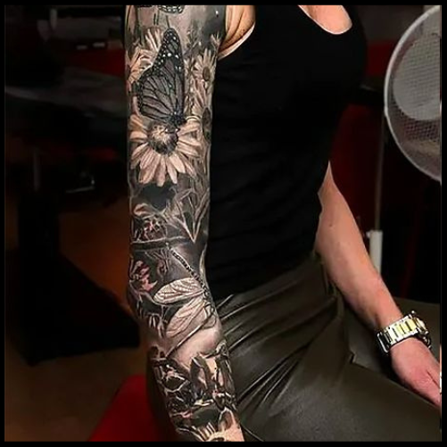 Black and Grey Sleeve Tattoo