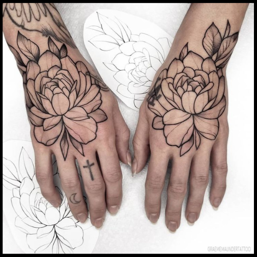 Double Floral Hand Tattoo (1)