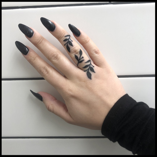 Floral Fingers Hand Tattoo