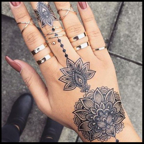 Repeating-Design Hand Tattoo