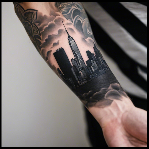 Skyline Arm Tattoo