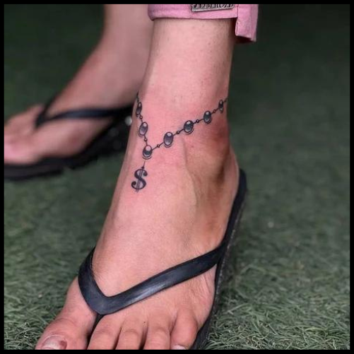 Ankle Bracelet Dollar Sign Tattoo