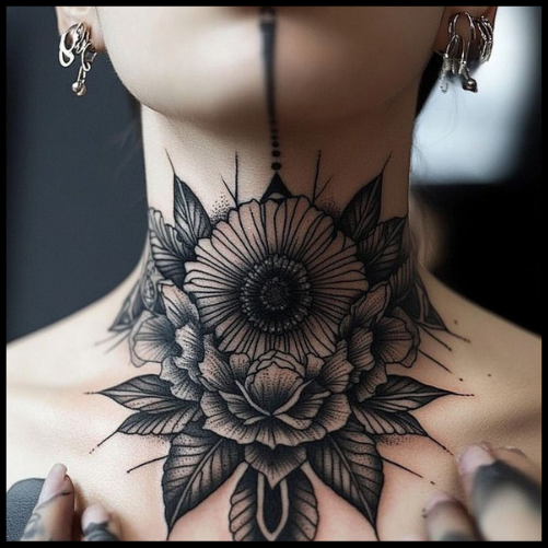 Blackwork Neck Tattoos