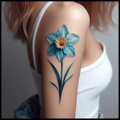 Blue Daffodil Tattoo