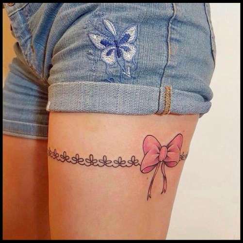 Bow Thigh Tattoos