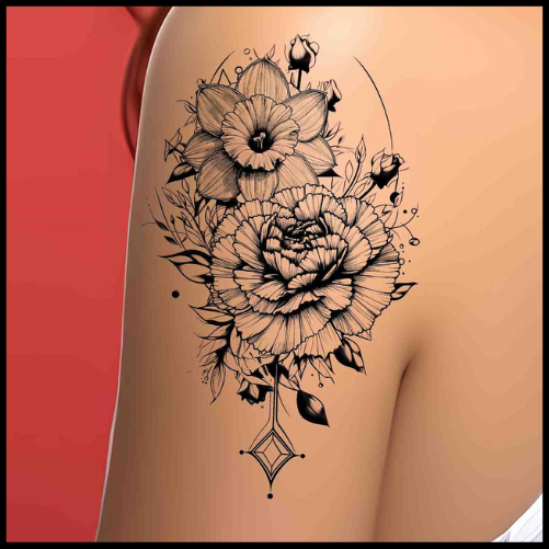 Carnation and Daffodil Tattoo