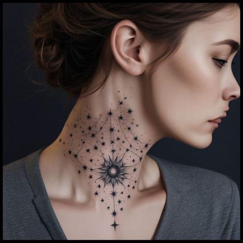 Celestial Neck Tattoos