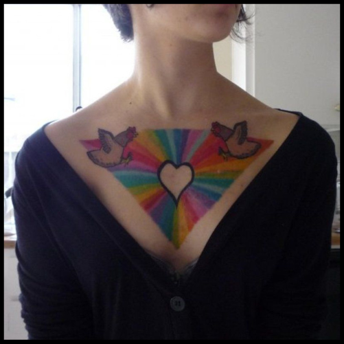 Chest Rainbow Tattoo Designs For Women