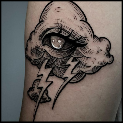 Cloud With Lightning Bolt Tattoo