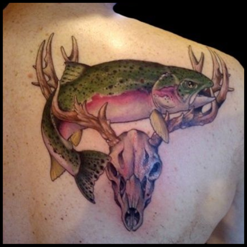  Deer And Fish Tattoo