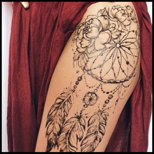 Dreamcatcher Thigh Tattoos