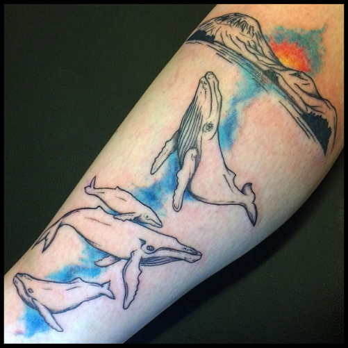 Family of Whales Tattoo