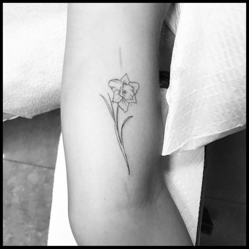 Fine Line Daffodil Tattoo
