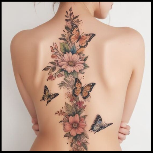 Floral Back Tattoo