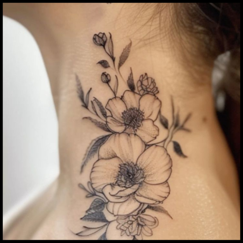 Floral Neck Tattoos
