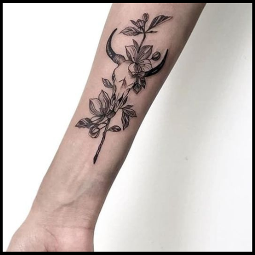 Floral Taurus Tattoo