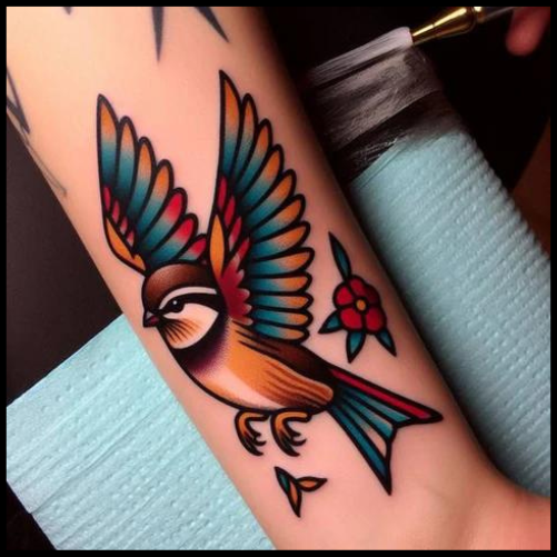 Flying Sparrow Tattoo