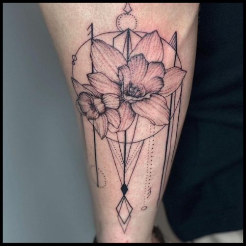 Geometric Daffodil Tattoo