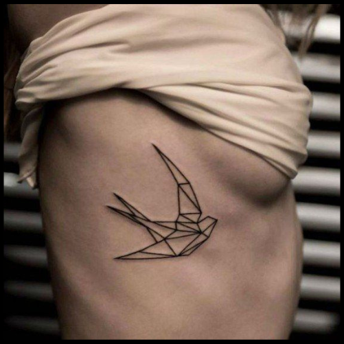 Geometric Sparrow Tattoo