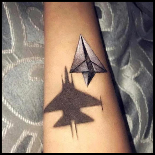 Intricate Paper Airplane Tattoo