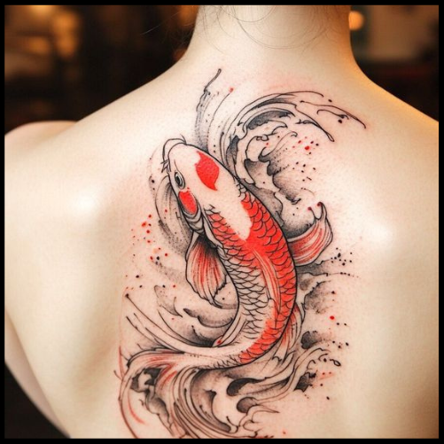 Koi Fish Back Tattoo