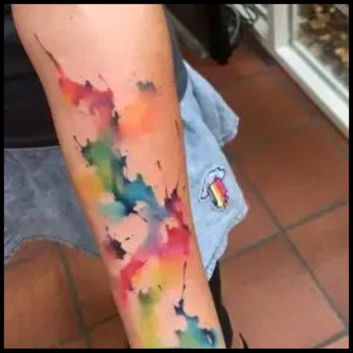 Leg & Calf Rainbow Colors Tattoo