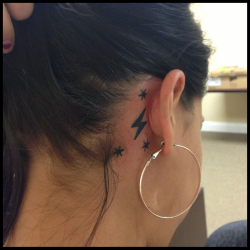 Lightning Bolt Tattoo Behind The Ear