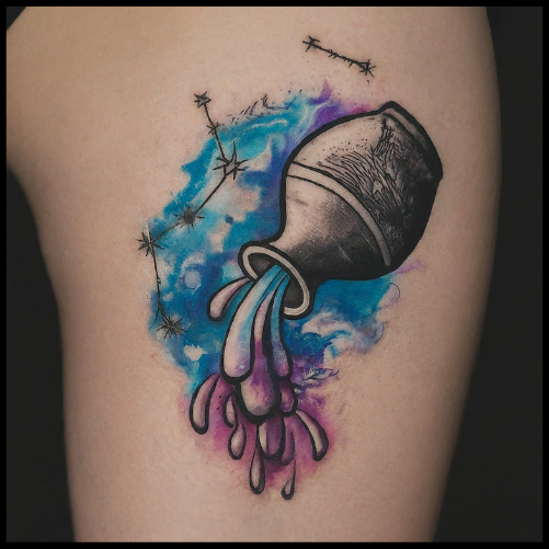 Marble Watercolor Aquarius Tattoo