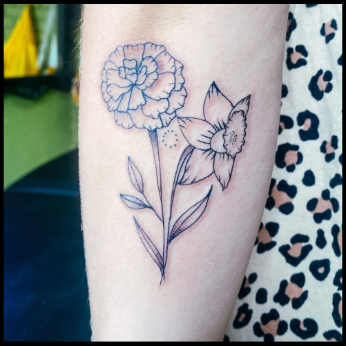 Marigold and Daffodil Tattoo