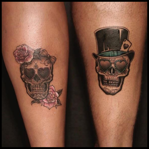 Matching Sugar Skull Tattoos: A Bond of Unity