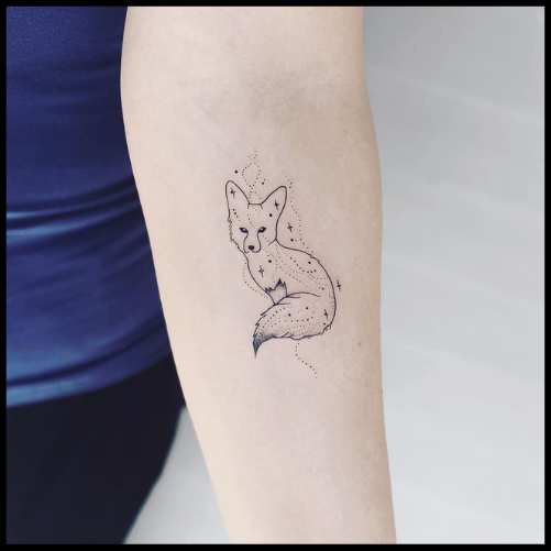 Minimalist Fox Curves Tattoo Design