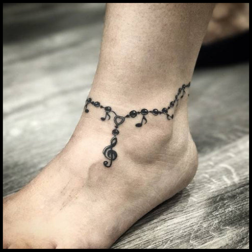 Music Note Ankle Bracelet Tattoo