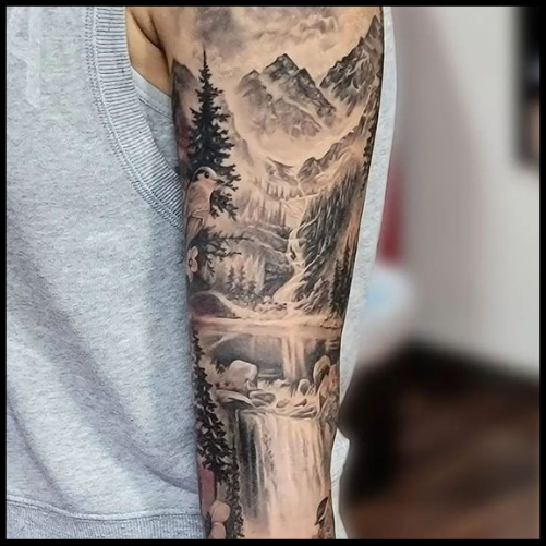 Nature Scene Half Sleeve Tattoo