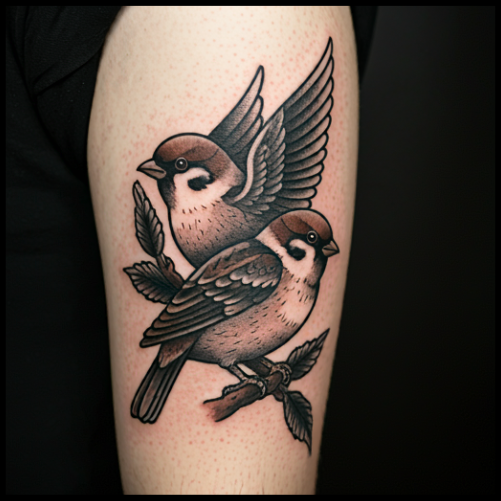 Old School Sparrow Tattoo