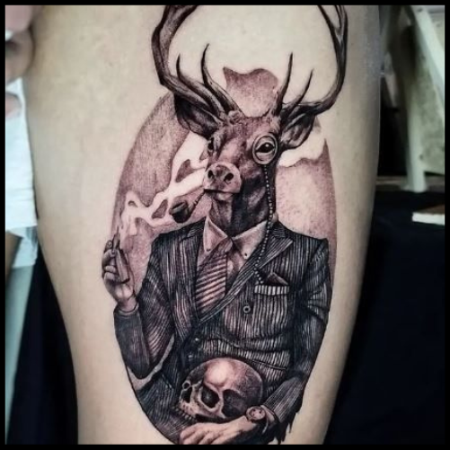  Ornate Deer Tattoo