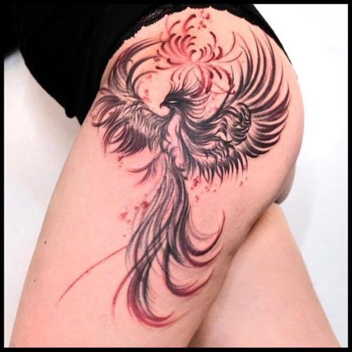 Phoenix Thigh Tattoos