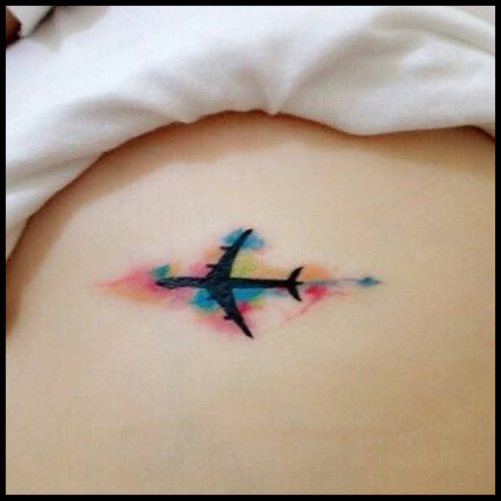 Rainbow Colors Airplane Tattoo Design