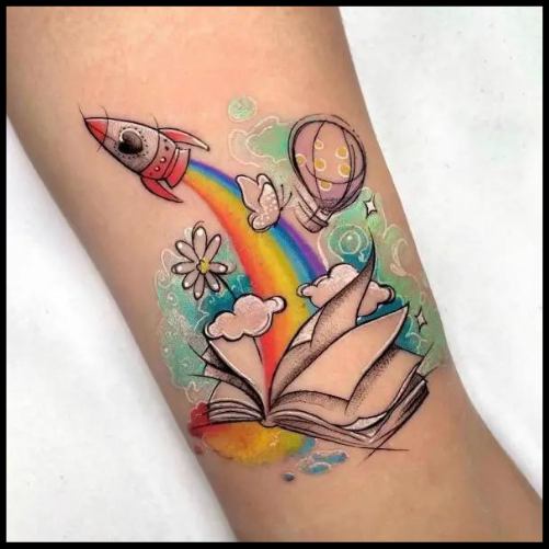Rainbow Tattoo Book Inspired Print