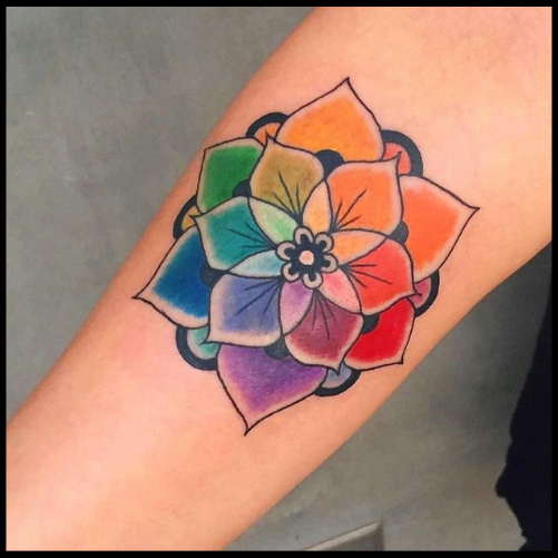 Rainbow Tattoo Flower Idea