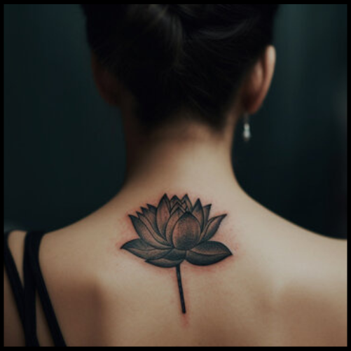 Realism Lotus Symbol Back Yoga Tattoo