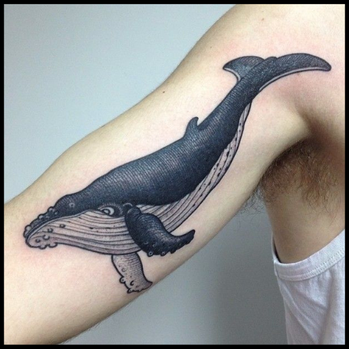 Realistic Blue Whale Tattoo
