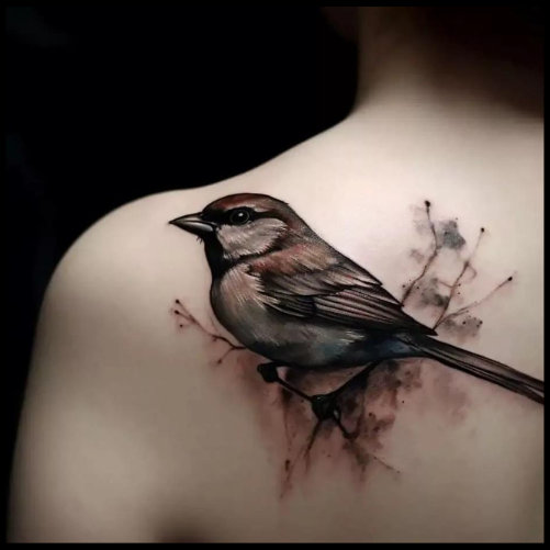 Realistic Sparrow Tattoo