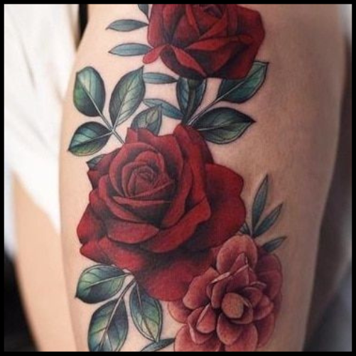 Rose Thigh Tattoos
