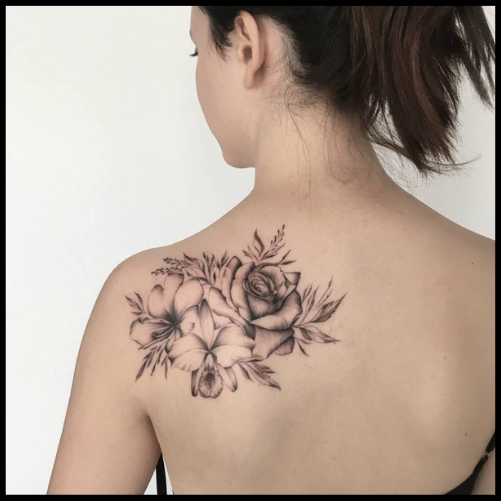 Rose and Orchid Tattoo
