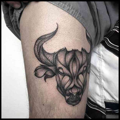 Shaded Taurus Tattoo Taurus Tattoo Ideas
