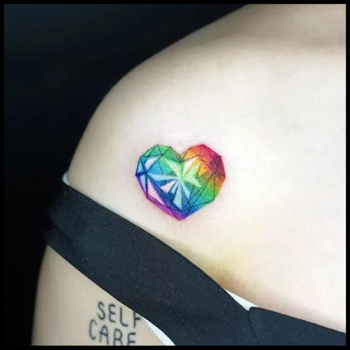 Shoulder Heart Rainbow Tattoo