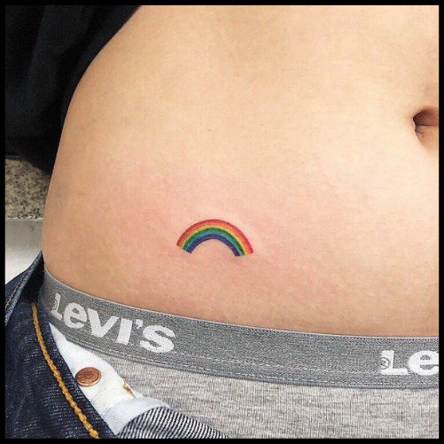 Side Stomach Rainbow Tattoo