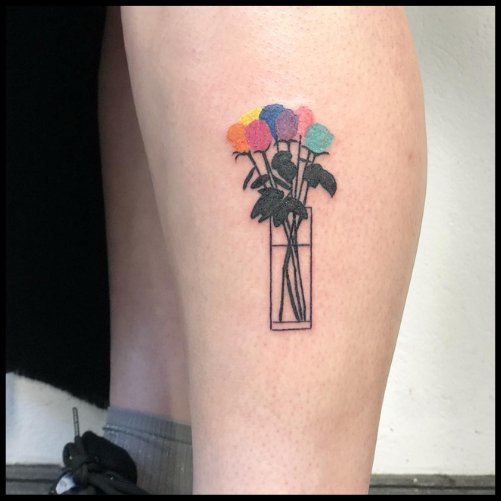 Small Flower Rainbow Tattoo