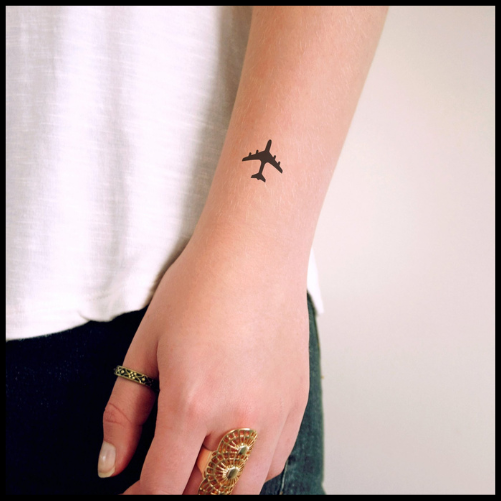 Small Plane and Symbols Airplane Tattoos