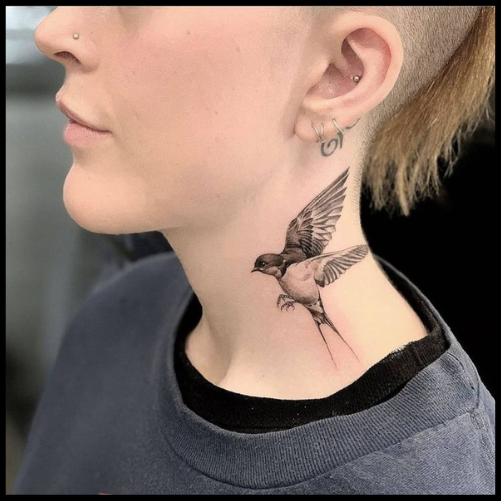 Sparrow Neck Tattoo
